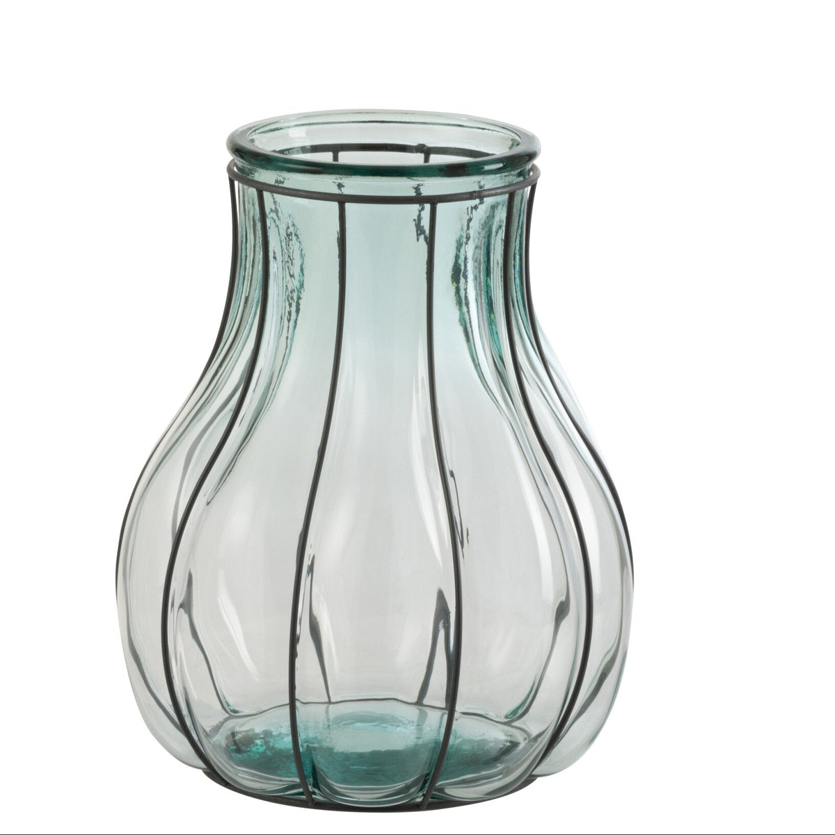 Vase - Blå - Glas/Metal - 24 x 24 x 29 cm