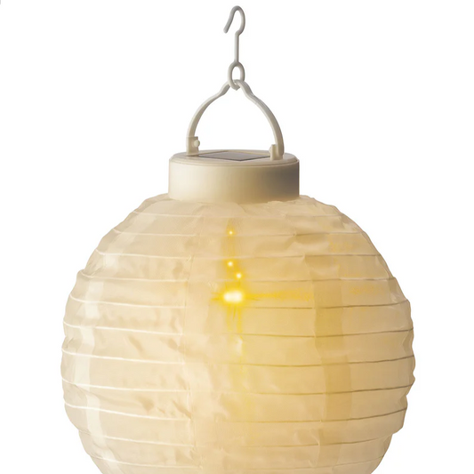 LED-lanterne af nylon m. solceller og flammeeffekt
