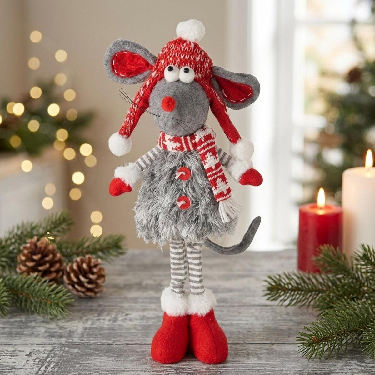 Pyntefigur til jul - Mus - H 50 cm