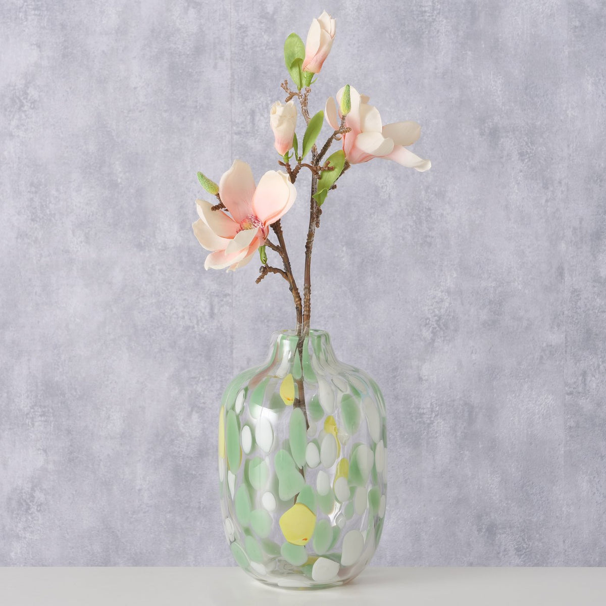 Multifarvet vase i glas -  H 25 cm