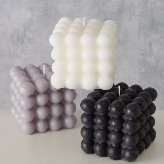 Boltze - stearinlys m. bobler - sæt m. 3 stk