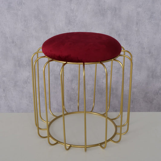 Skammel - Roberto, Guldfarvet m. veloursæde - 41 x 41cm