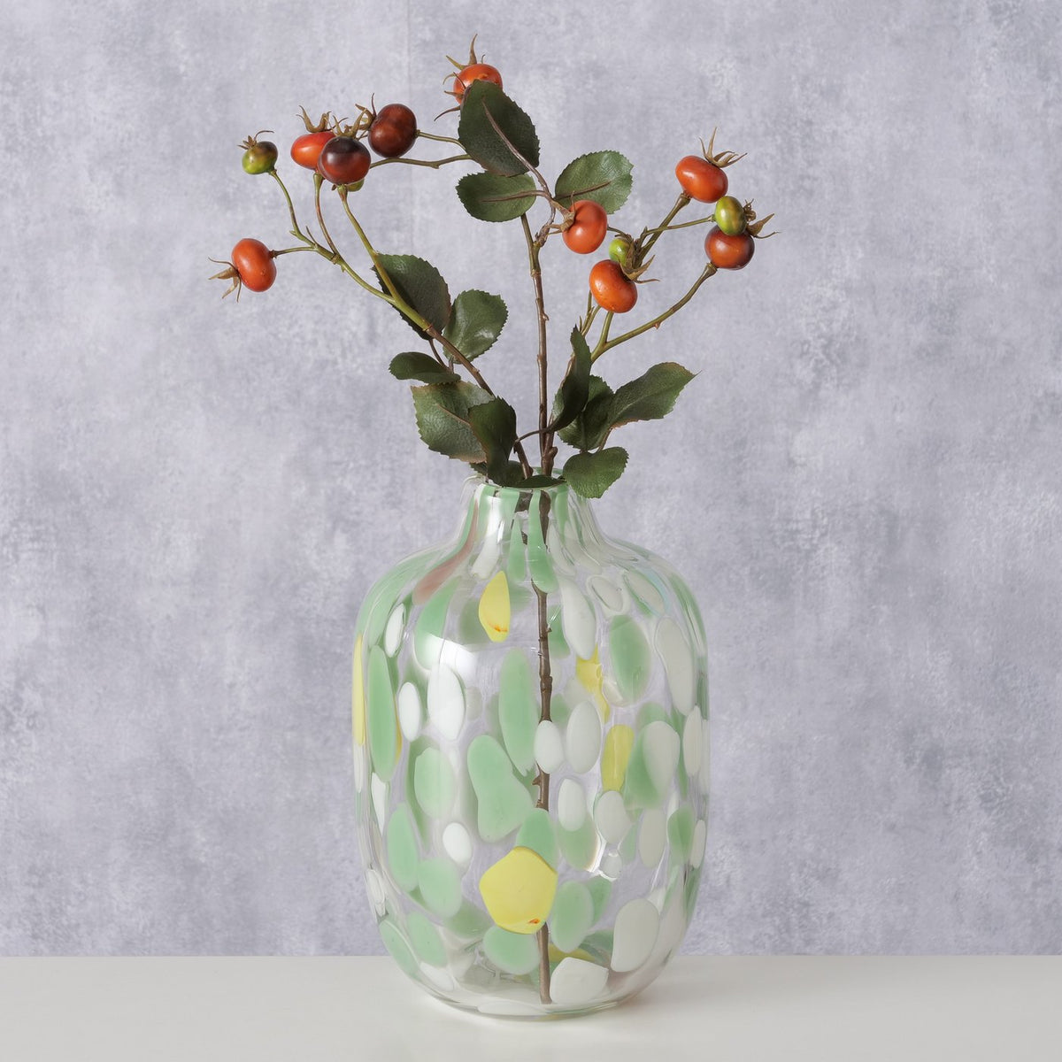 Multifarvet vase i glas -  H 25 cm