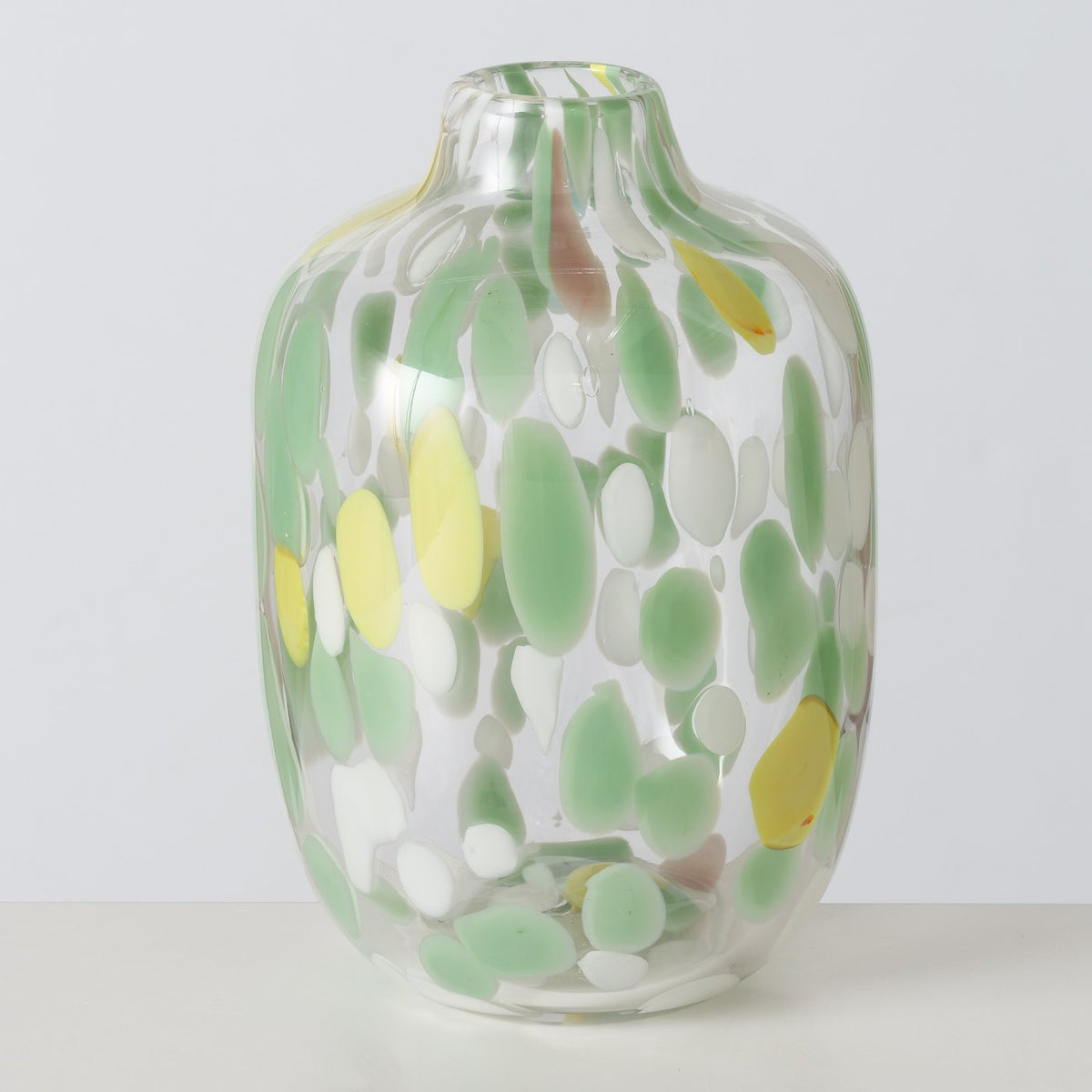 Multifarvet vase i glas -  H 25 cm