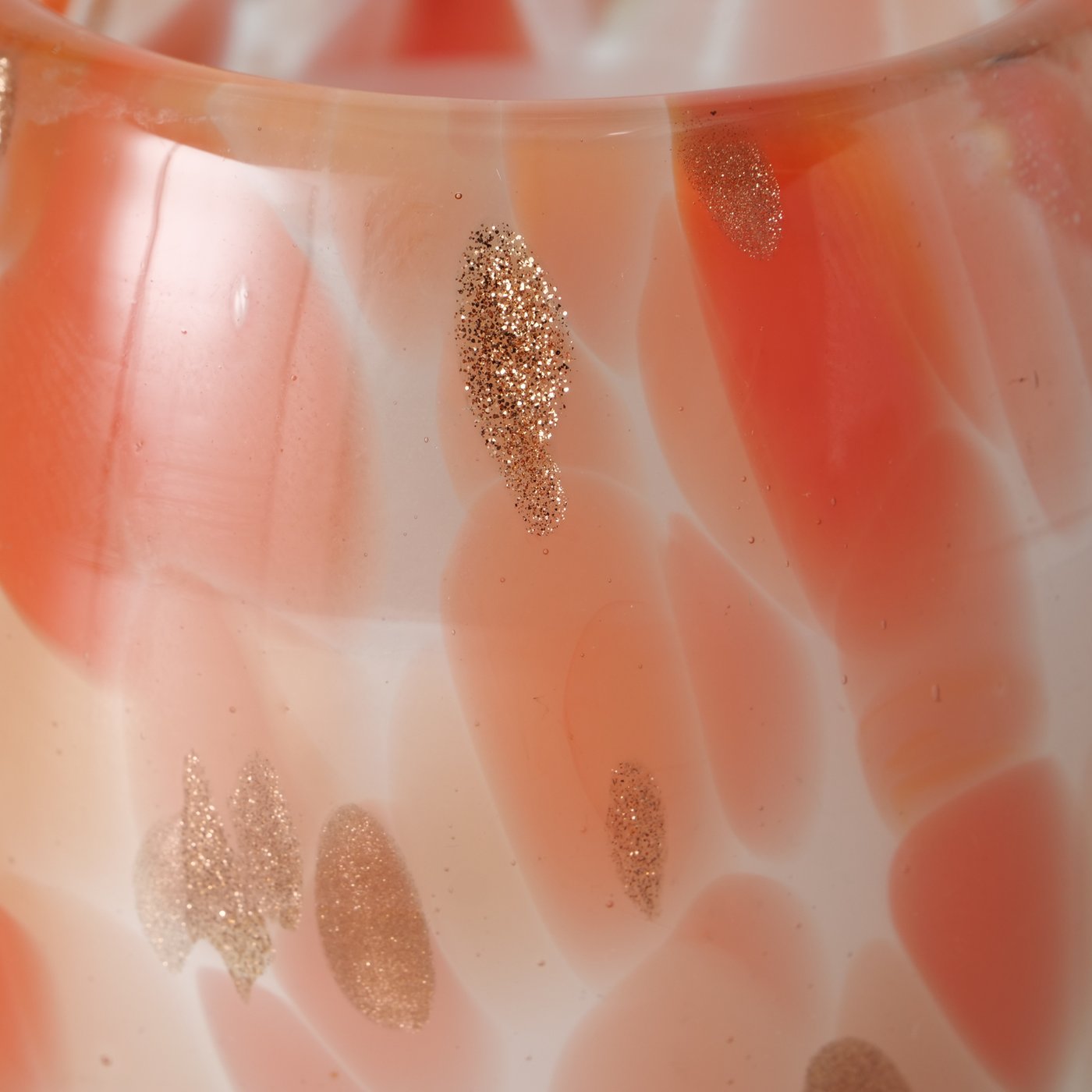 Farvet glaslys m. gyldne toner - H9 x Ø 8 cm