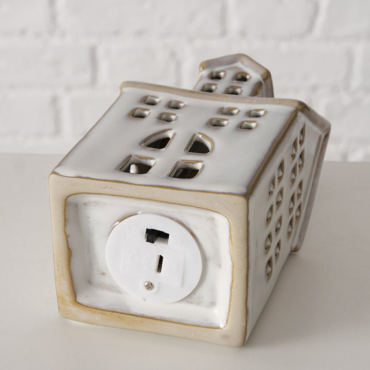 Pyntefigur m. LED-lys - Hus - 13, 6 x 6,8 cm