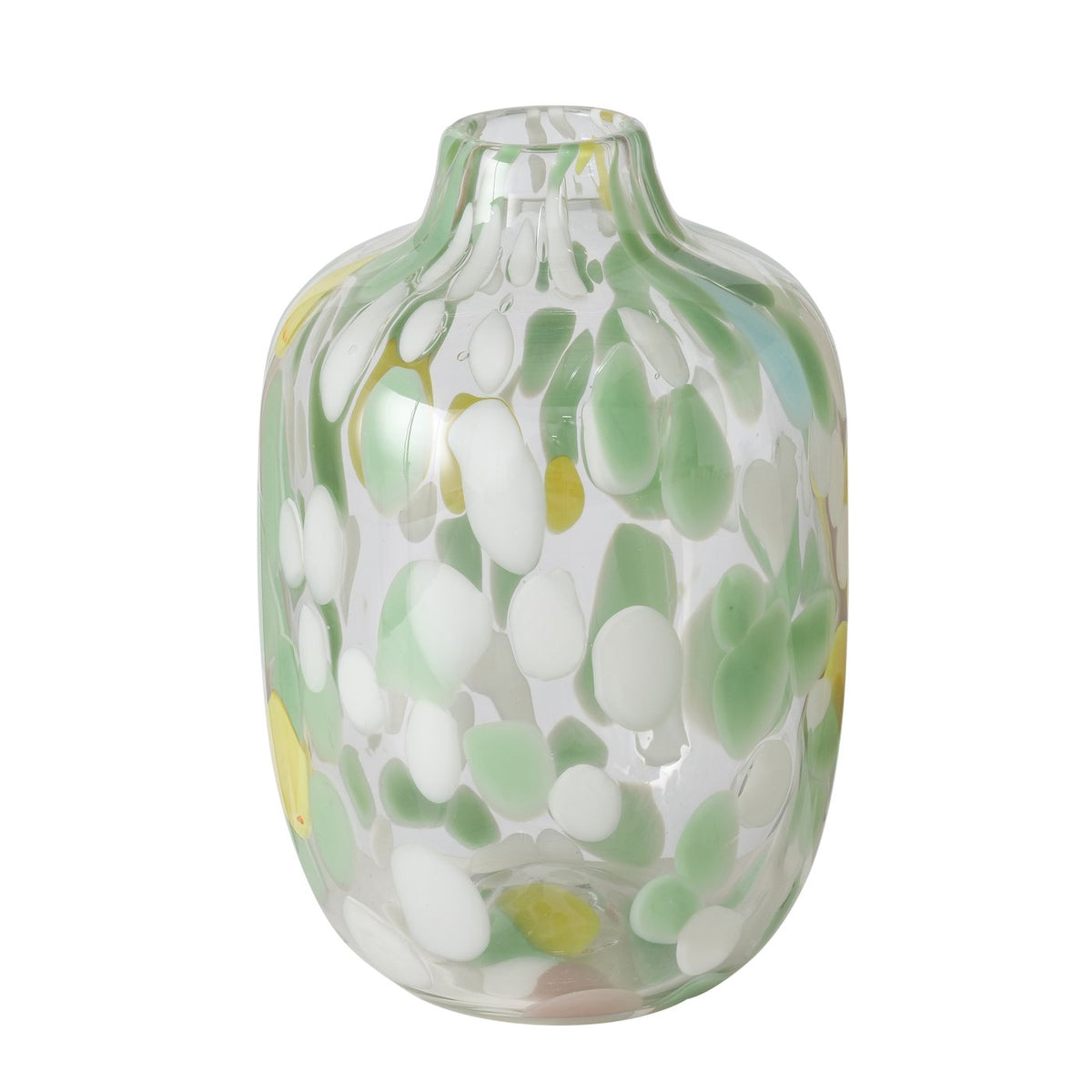 Multifarvet vase i glas -  H 25 cm