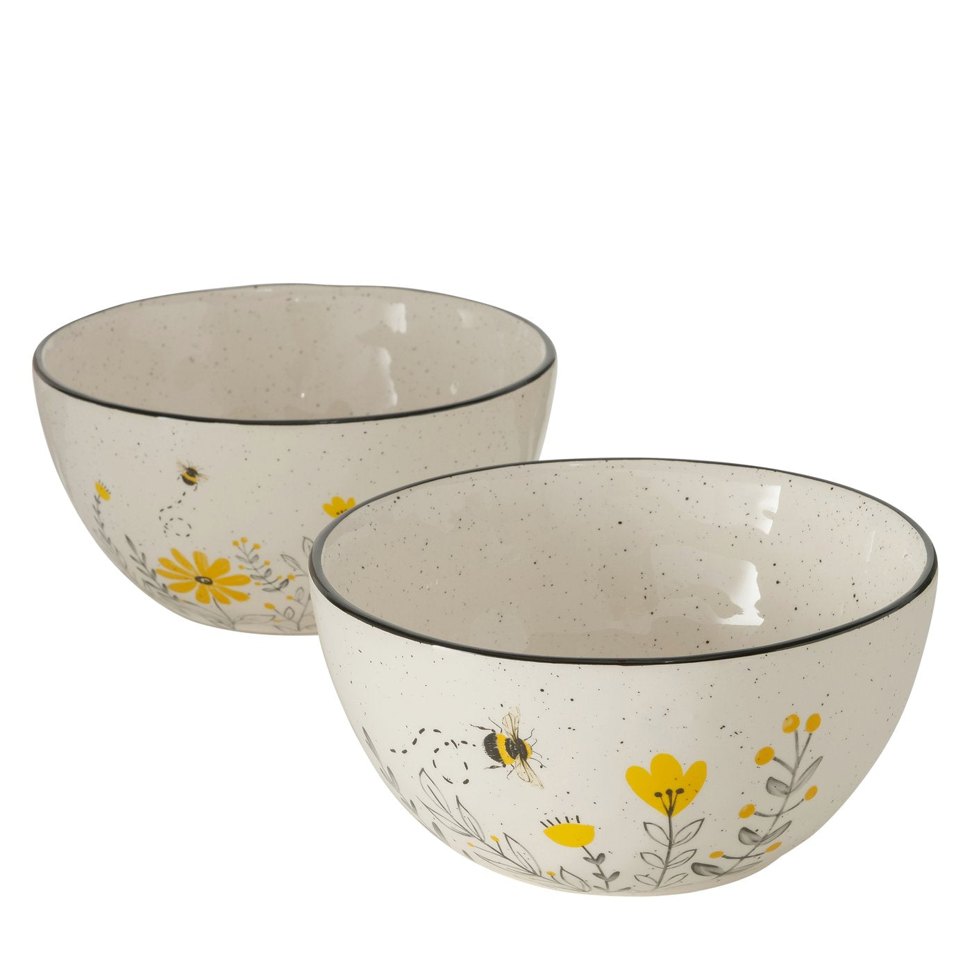 Boltze - skål - 1 stk - hvid m. mønster (blomster og bier) ass.