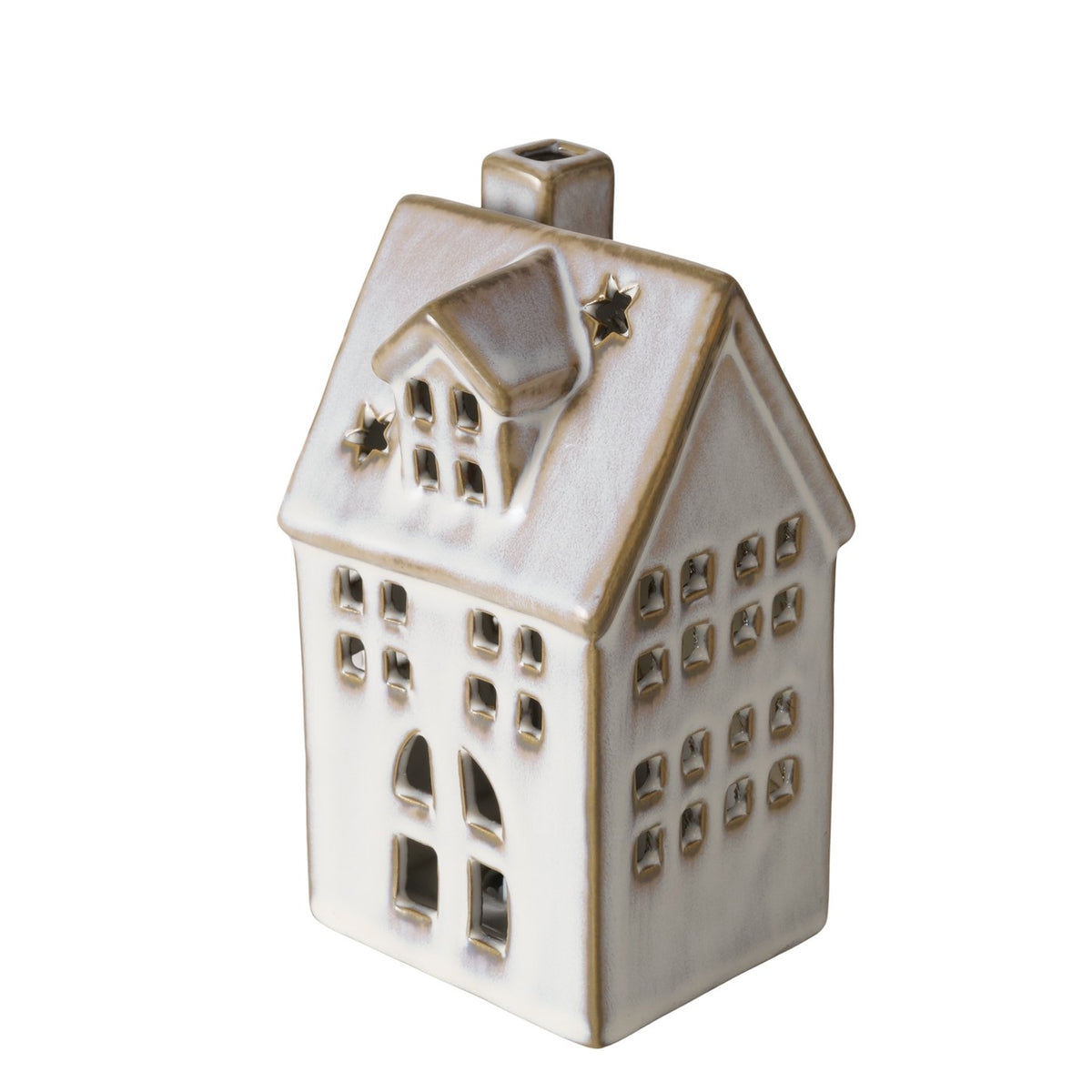 Pyntefigur m. LED-lys - Hus - 13, 6 x 6,8 cm