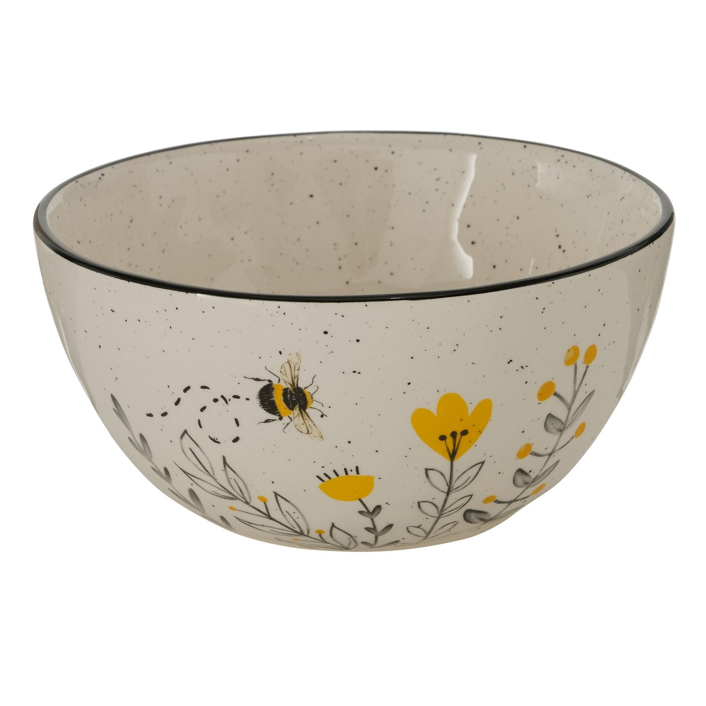Boltze - skål - 1 stk - hvid m. mønster (blomster og bier) ass.