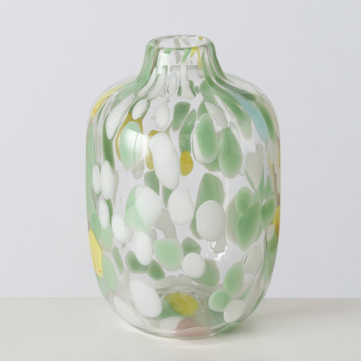 Multifarvet vase i glas -  H 25 cm