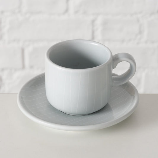 Boltze - espressokop m.underkop - grå porcelæn