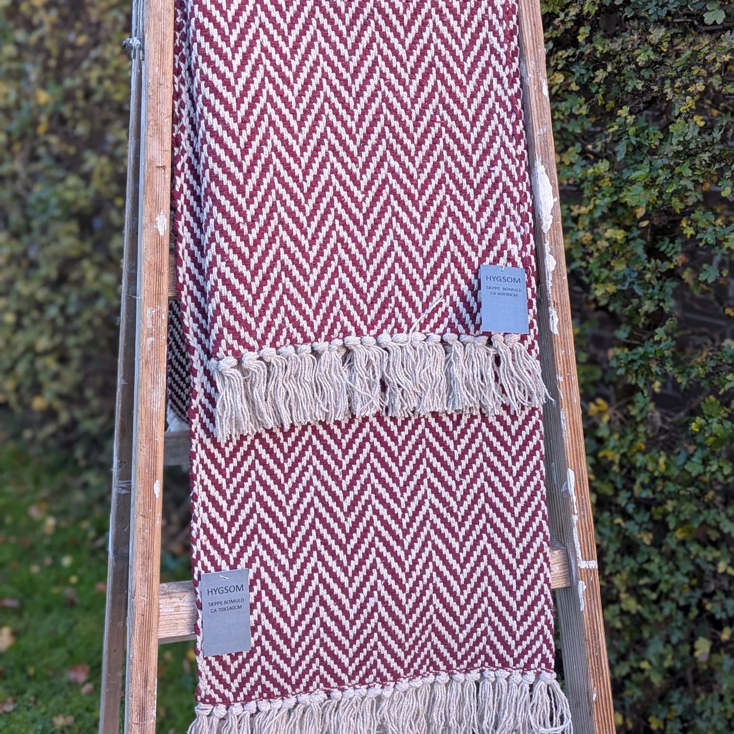 Hygsom - gulvtæppe- bomuld - rød/hvid_3