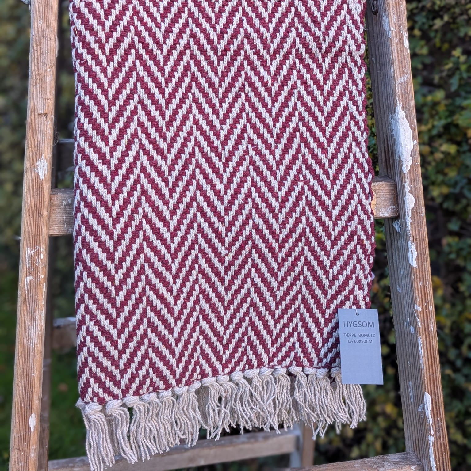 Hygsom - gulvtæppe- bomuld - rød/hvid_4