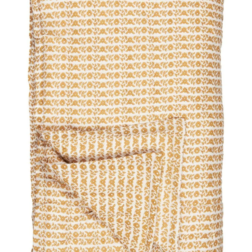 Ib Laursen - quilt/vattæppe - mustard blomster