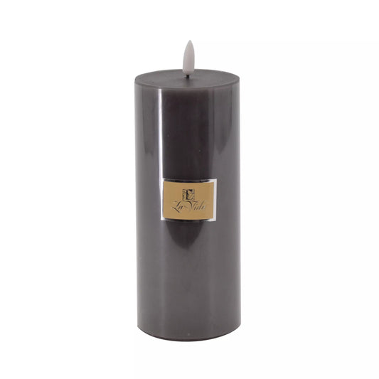 La Vida - LED-lys m. statisk flamme - Taupe H18 x Ø7,4 cm