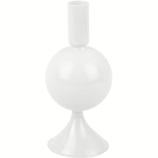 Lysestage - Hvid - Glas