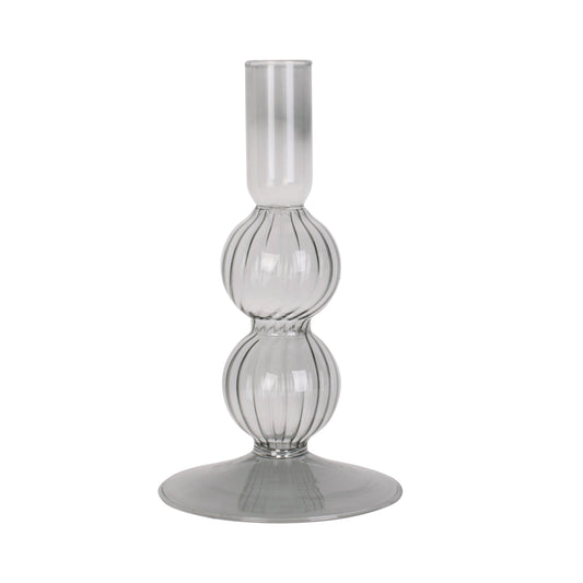 Present Time - Swirl Bubbles - lysestage - sort glas