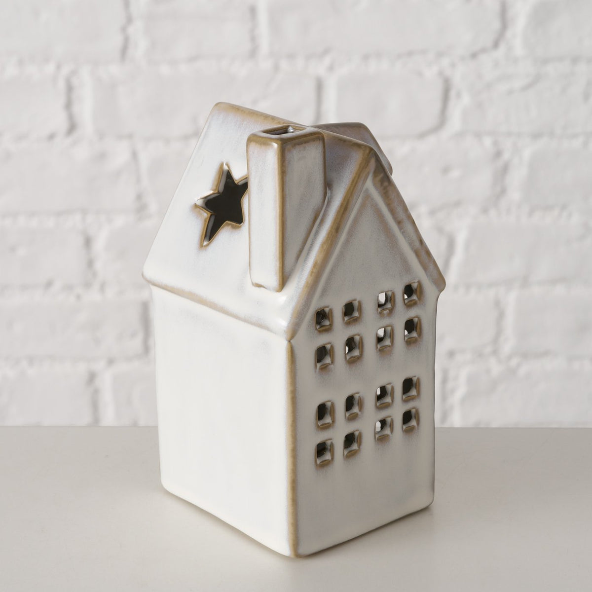 Pyntefigur m. LED-lys - Hus - 13, 6 x 6,8 cm