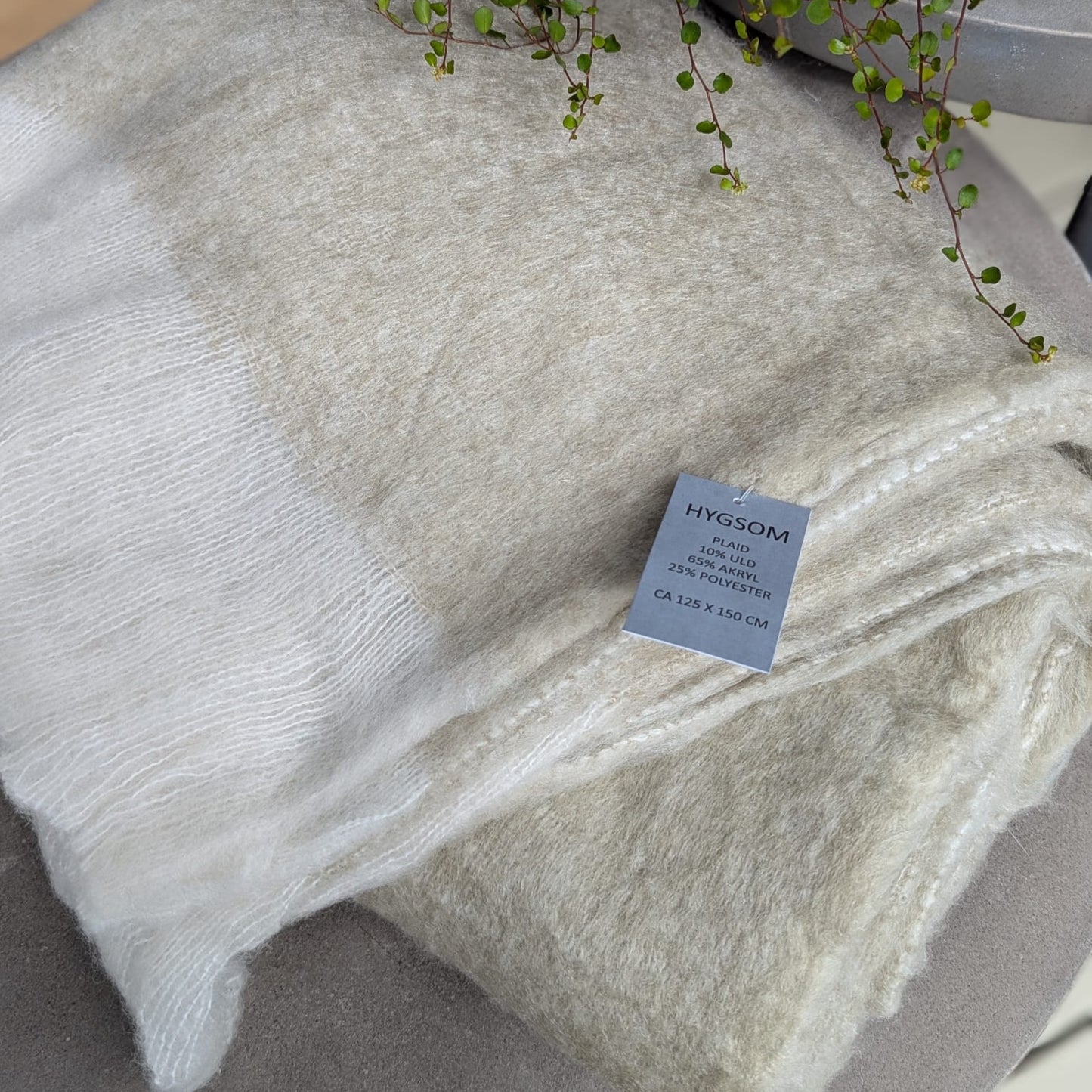 Plaid - uld mix - beige