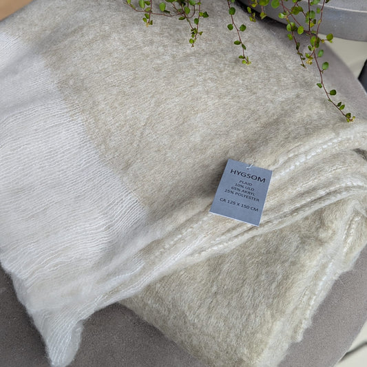 Plaid - uld mix - beige