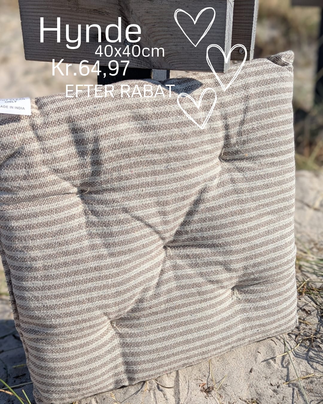 Sædehynde - Beige - Striber - Bomuld_3