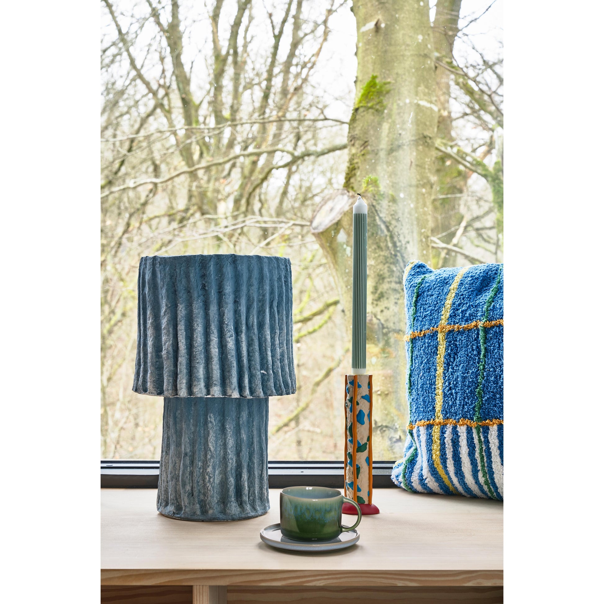 Villa Collection - Blå Bordlampe Papmaché_3