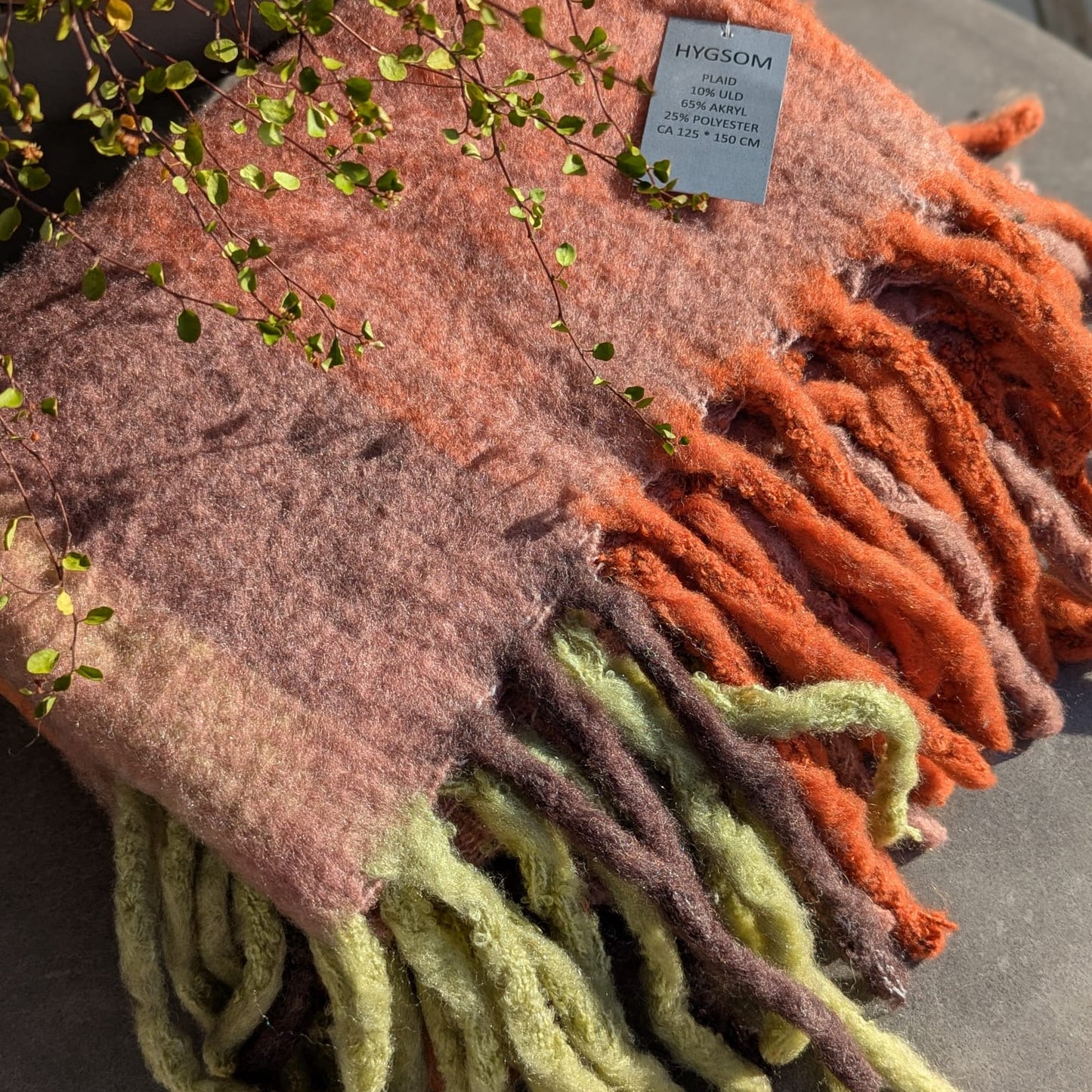 Hygsom - plaid - orange, grøn, rød mm.