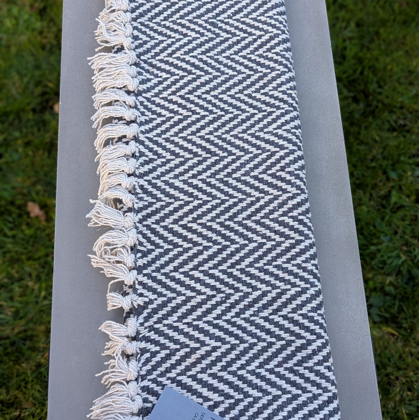 Hygsom - gulvtæppe- bomuld - mørkeblå/hvid - 60 x 90 cm