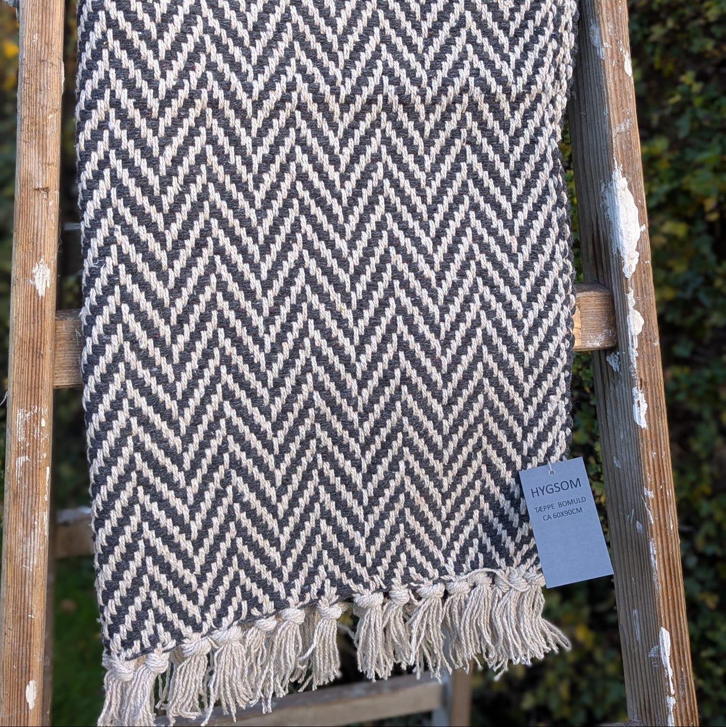 Hygsom - gulvtæppe- bomuld - mørkeblå/hvid - 60 x 90 cm