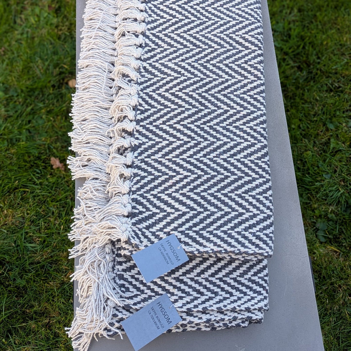 Hygsom - gulvtæppe- bomuld - mørkeblå/hvid - 60 x 90 cm