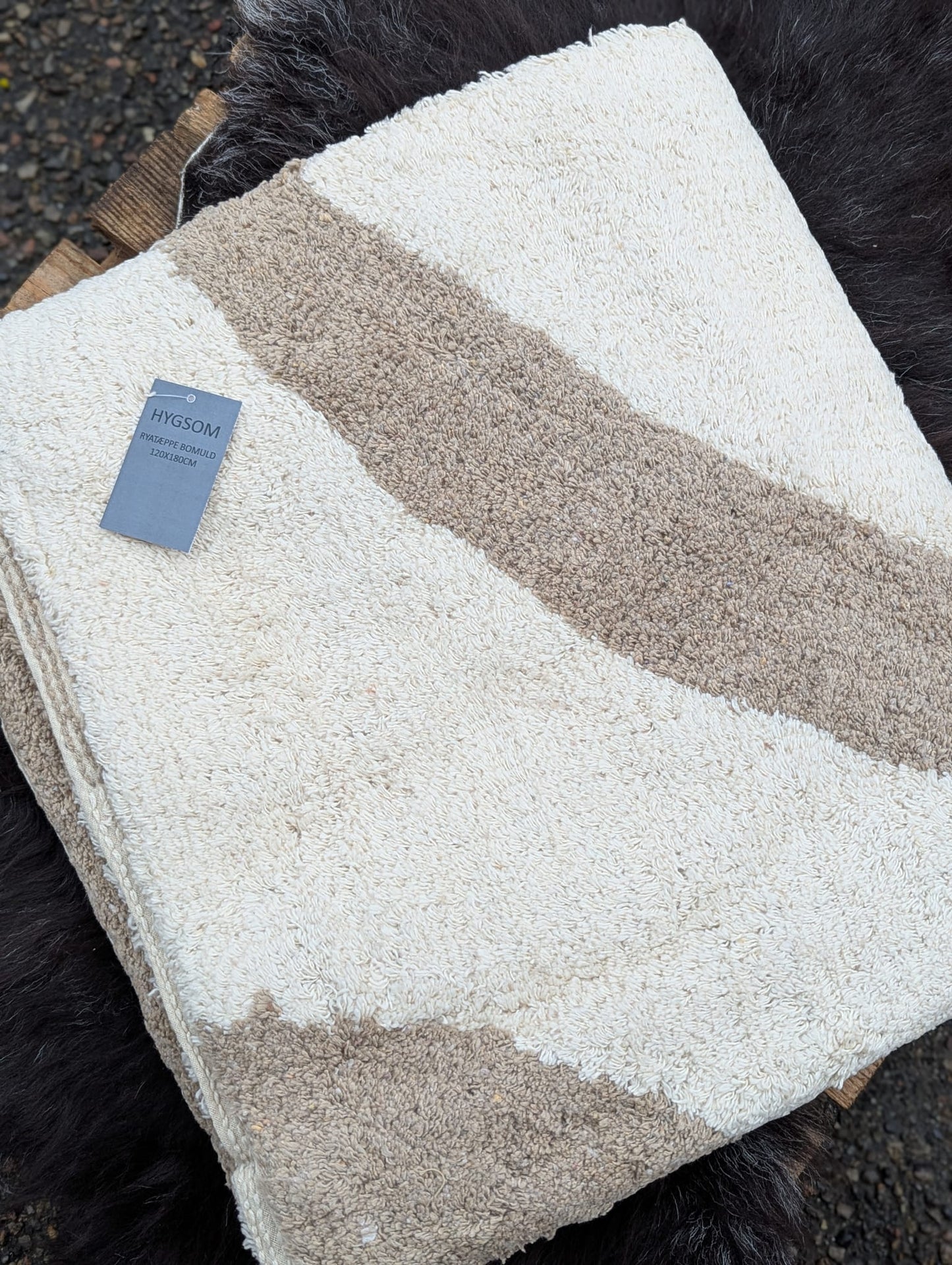 Håndlavet vamset gulvtæppe med mønster ren bomuld