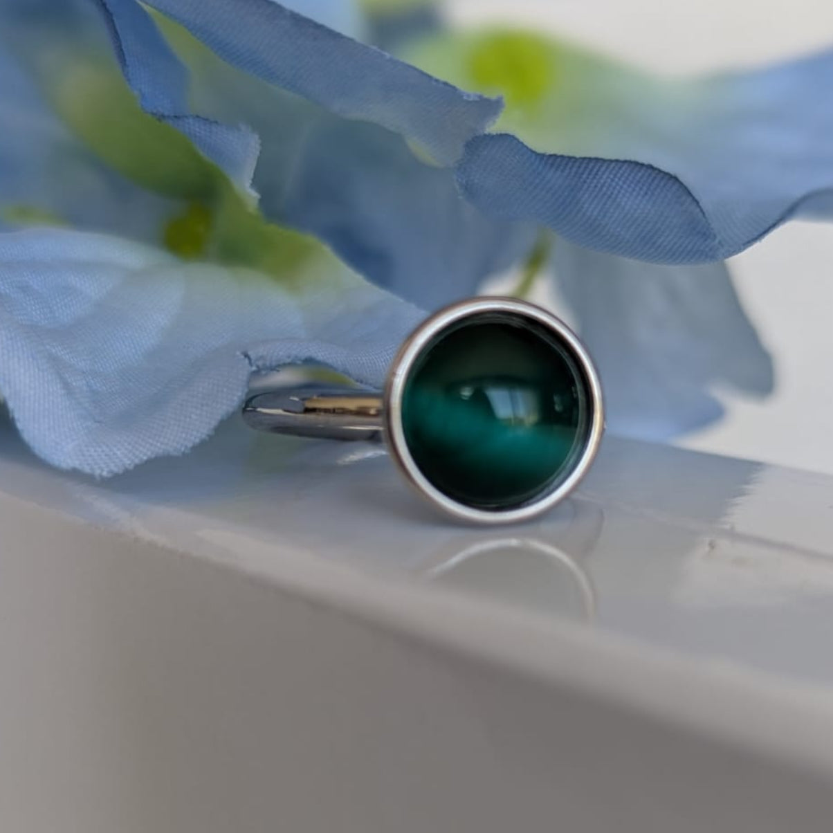 Gade & Juul - Fingerring - Justerbar  - Kirurgisk Stål - Switch - Flaskegrøn