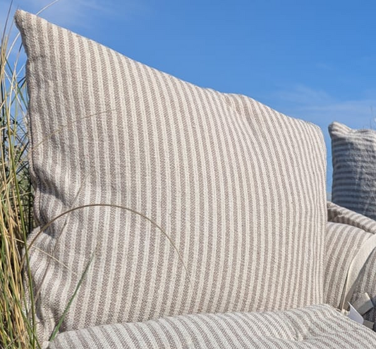 Pude - 50 x 90 cm - Beige Striber - Bomuld
