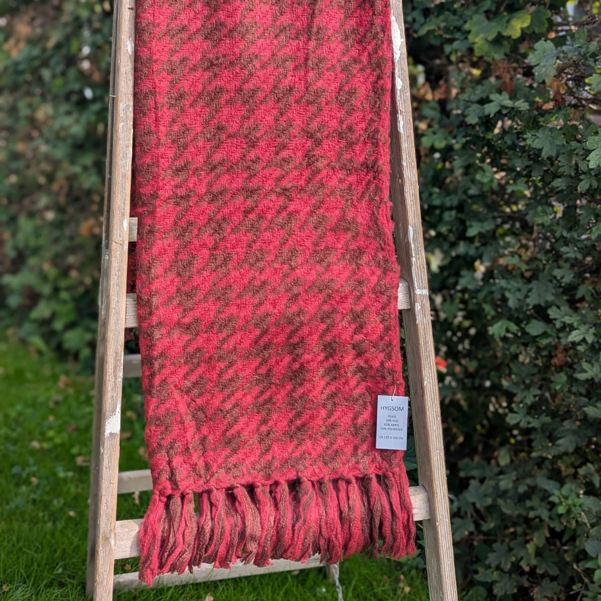 Plaid - Uld Mix - Mørkerød
