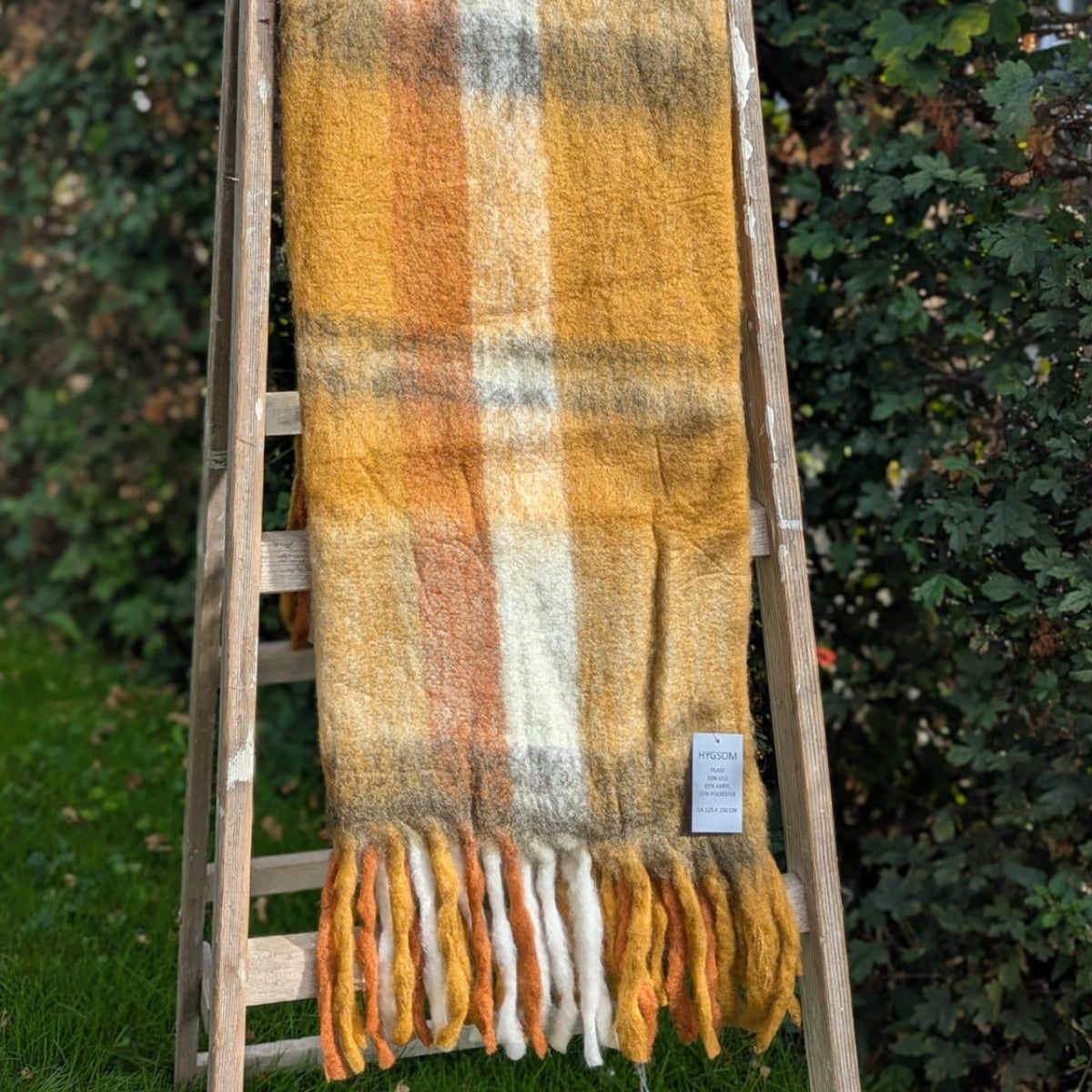 Plaid - Uld Mix - Brun/Gul Ternet