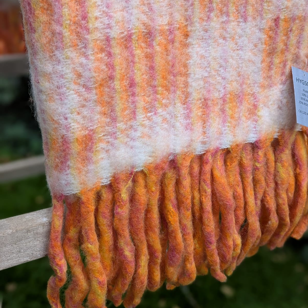 Plaid - Uld Mix - Orange / Pudderrosa ternet