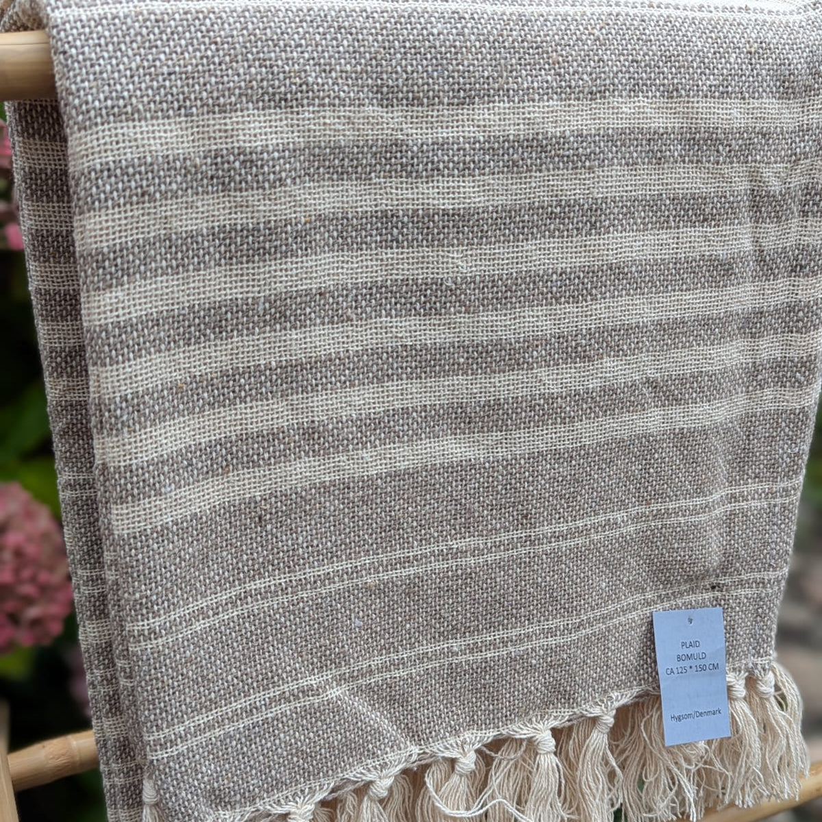 Plaid - Beige m. Mønster - 170 x 130 cm