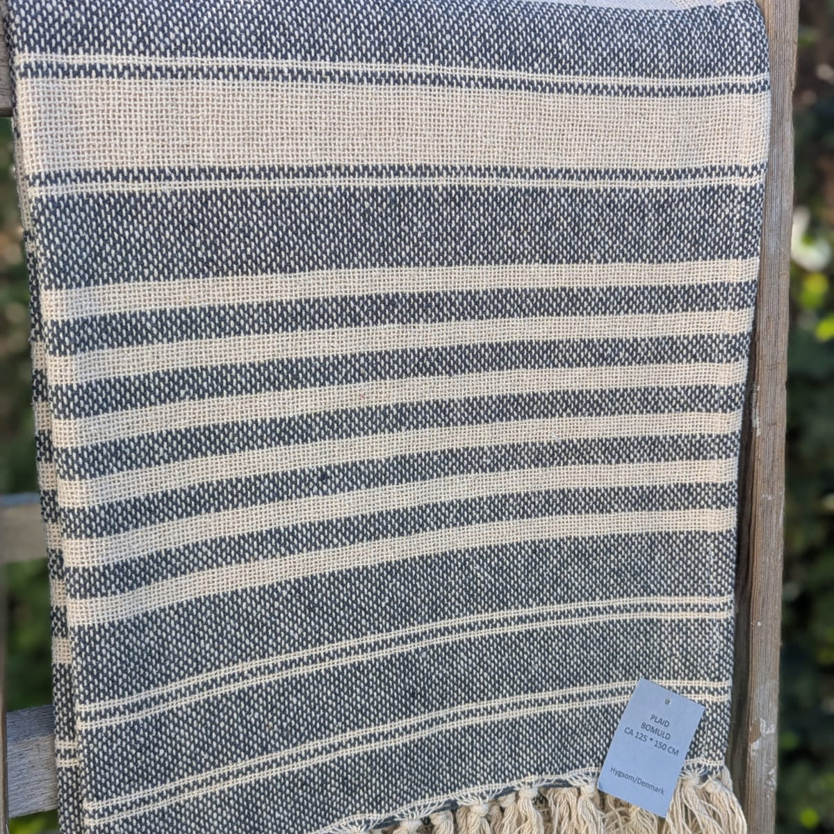 Plaid - Mørkeblå m. Mønster - 170 x 130 cm