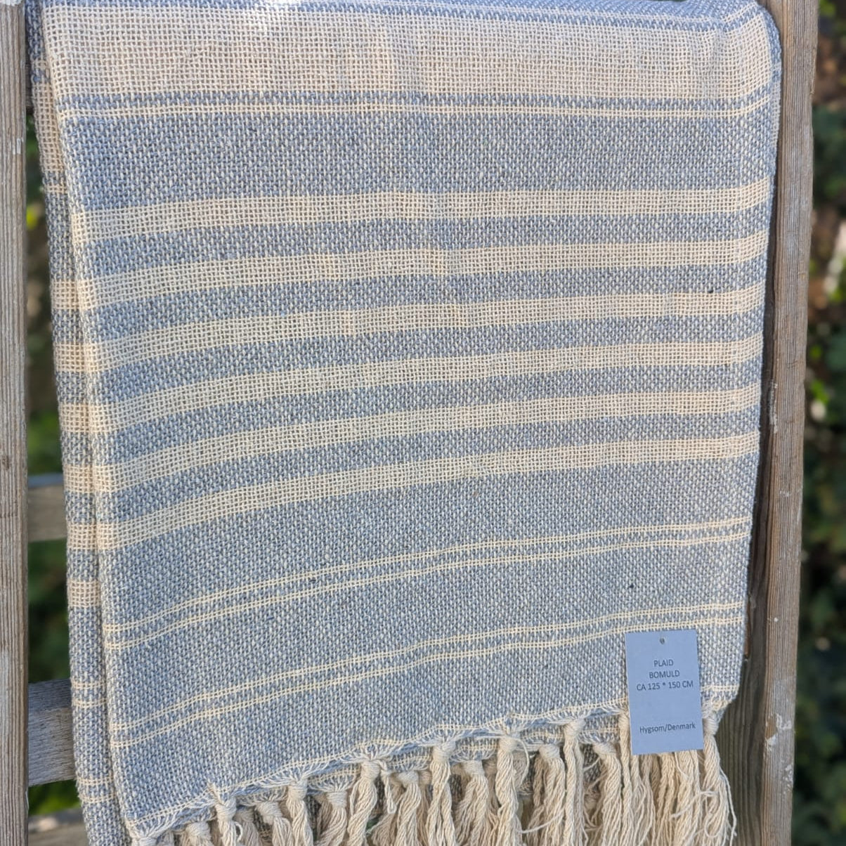 Plaid - Lyseblå m. Mønster - 170 x 130 cm