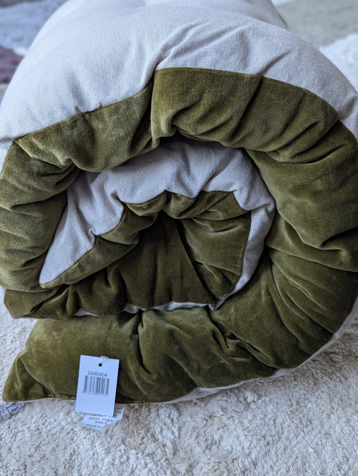 Madras Olivengrøn Bomuld/Velour - 180 x 65 cm