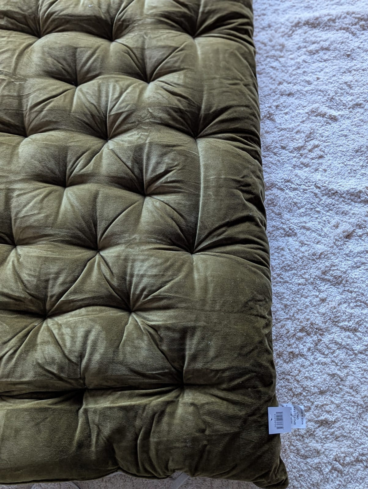 Madras Olivengrøn Bomuld/Velour - 180 x 65 cm