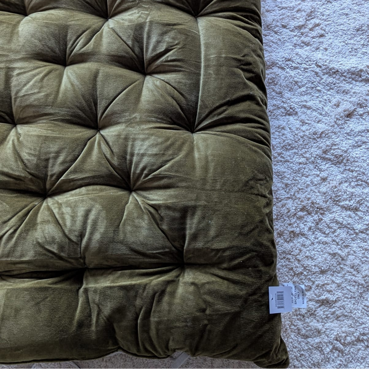 Madras Olivengrøn Bomuld/Velour - 180 x 65 cm