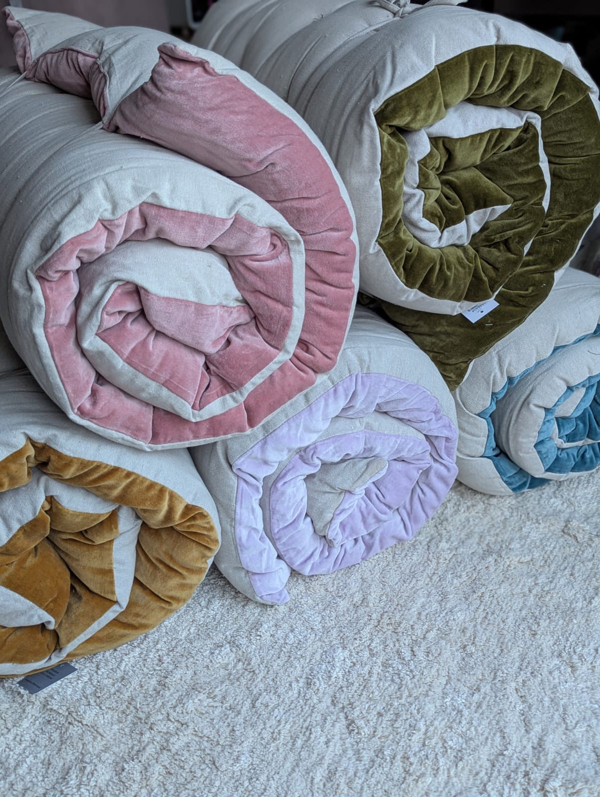 Madras Olivengrøn Bomuld/Velour - 180 x 65 cm