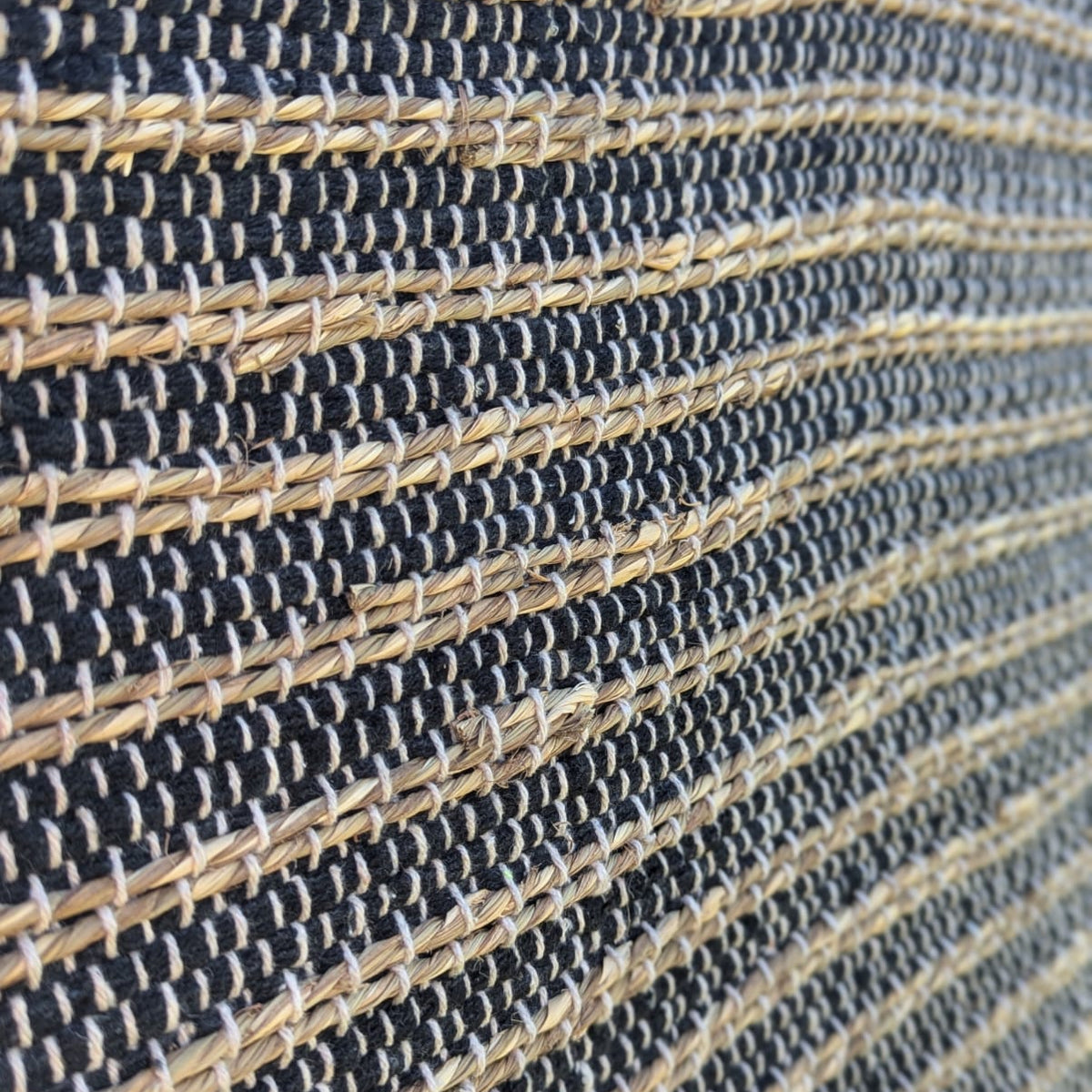 Gulvtæppe i Jute - Sorte Striber -  60 x 90 cm