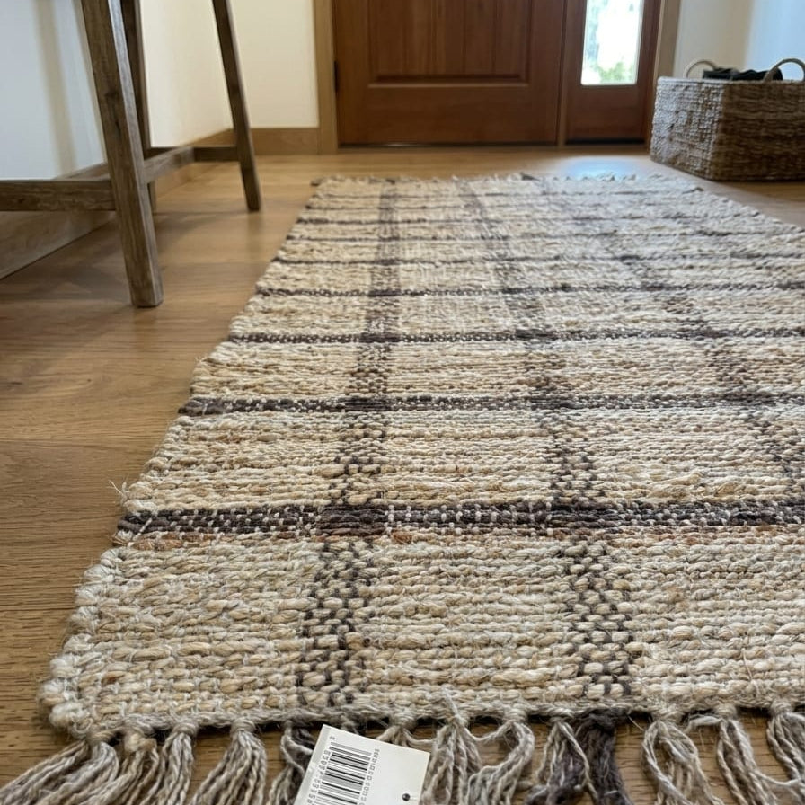 Gulvtæppe i Jute - Ternet - 50 x 70 cm