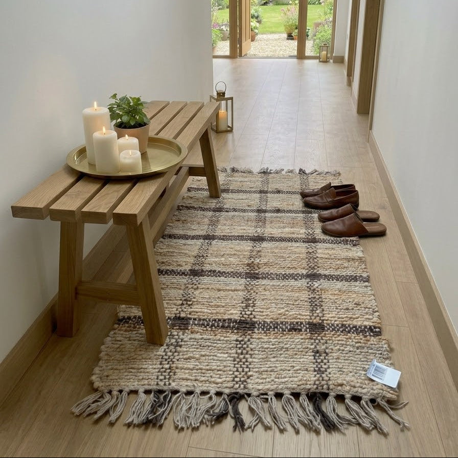 Gulvtæppe i Jute - Ternet - 50 x 70 cm