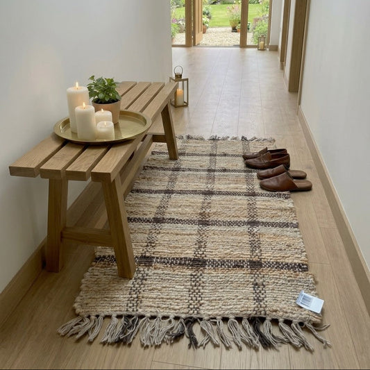 Gulvtæppe i Jute - Ternet - 50 x 70 cm