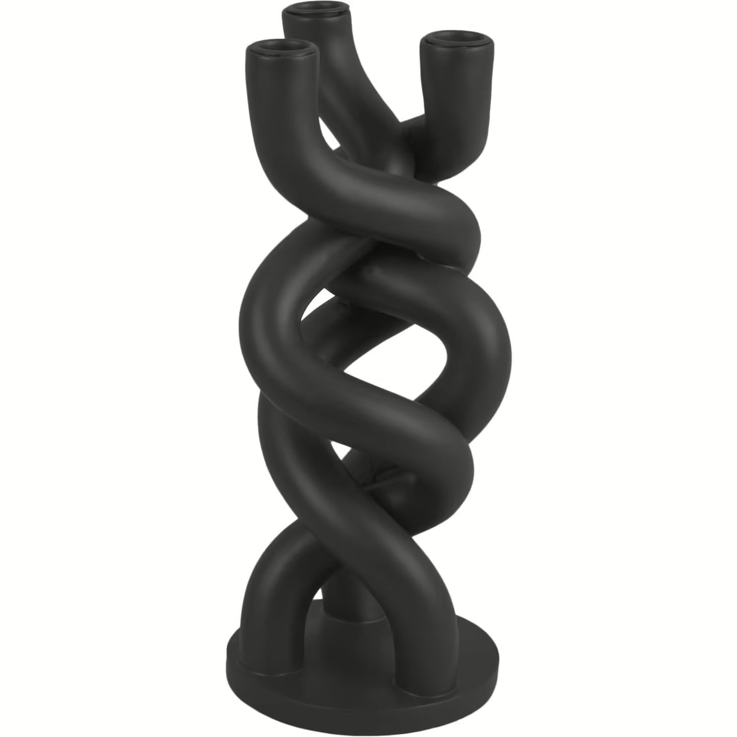 Snoet lysestage - sort keramik -  H 31 cm D 13 cm