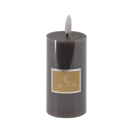 La Vida - LED bloklys m. statisk flamme- taupe - H 10 cm x Ø 5 cm